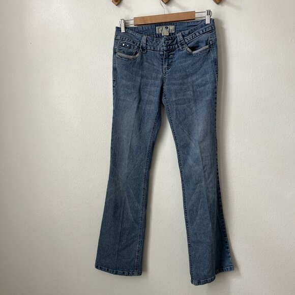 Vtg y2k Jolt low rise jeans embellished pockets *FLAW* bootcut stretch 30" waist - Picture 3 of 8
